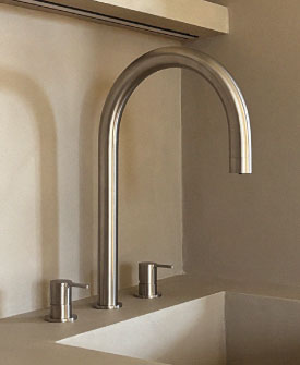 Rubinetteria tre fori per acqua filtrata